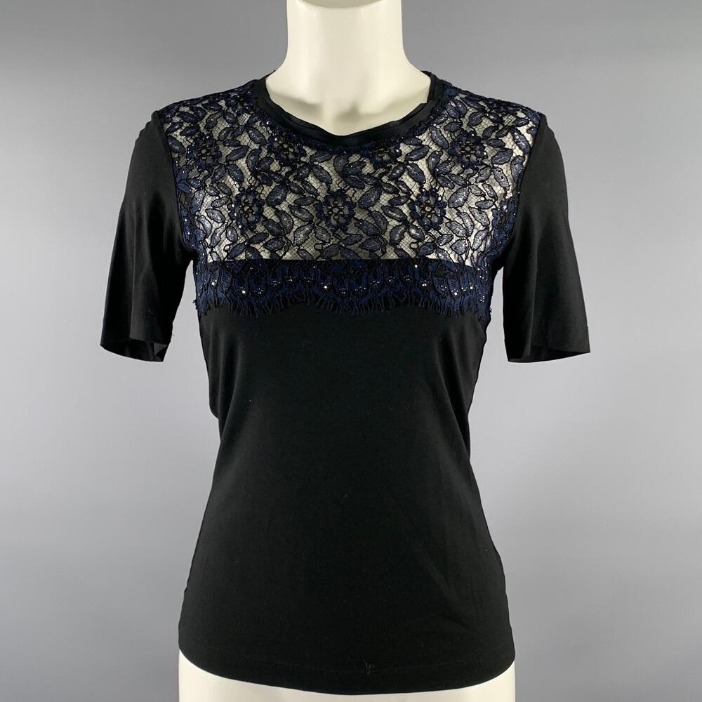 ST. JOHN COLLECTION Size P Black Navy Viscose Spandex T Shirt Dress Top